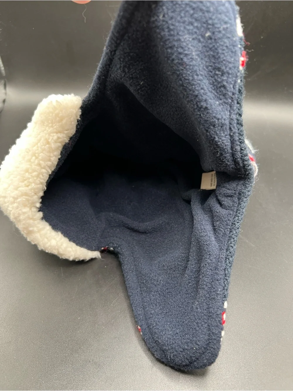 NWT Oshkosh Knit Hat Mittens Size 3-9 Months Ear Flaps Blue Fair Isle